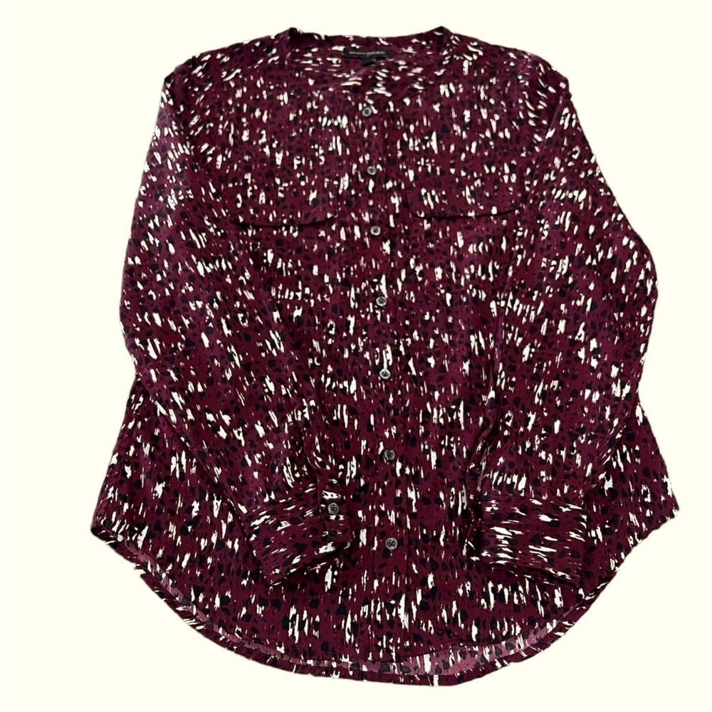 Banana Republic Animal Print Button Down Tunic Blouse/Top Size XS